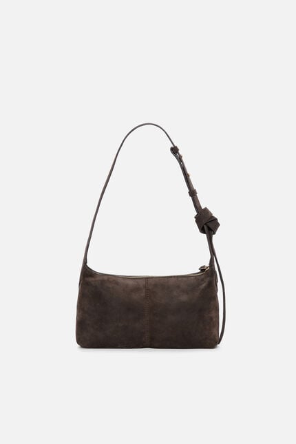Sac Soa en croûte de cuir marron foncé femme