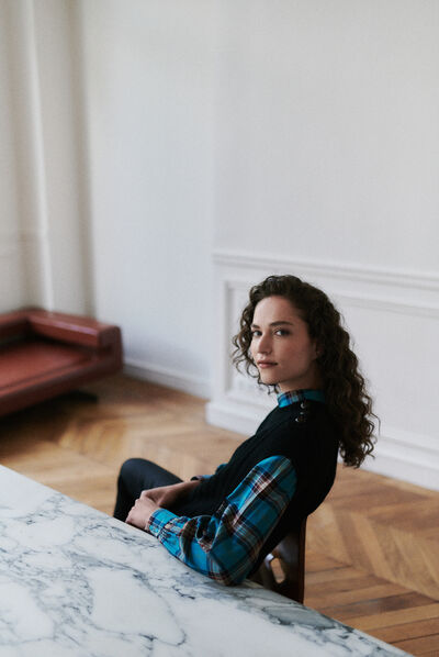 chemisier denver carreau bleu canard femme