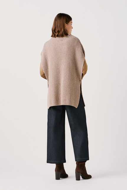 Poncho halba taupe femme
