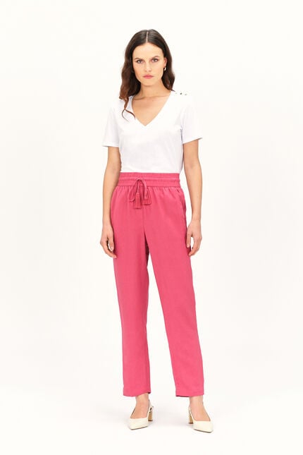 Pantalon pluc rouge fonce femme