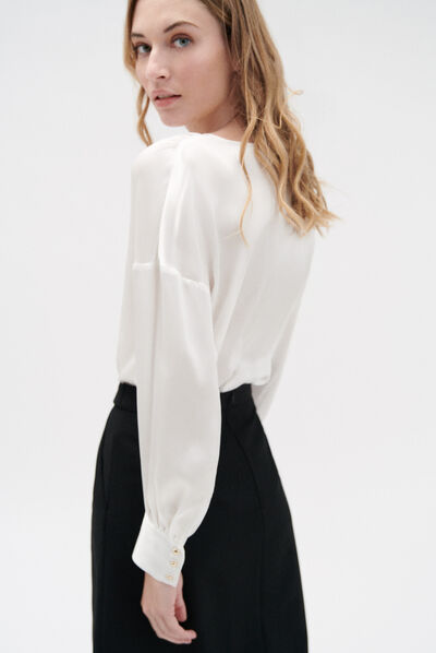 Camisa Anita de seda marfil mujer