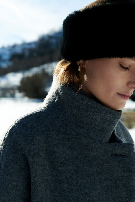 Manteau Gerome 100% laine gris clair femme