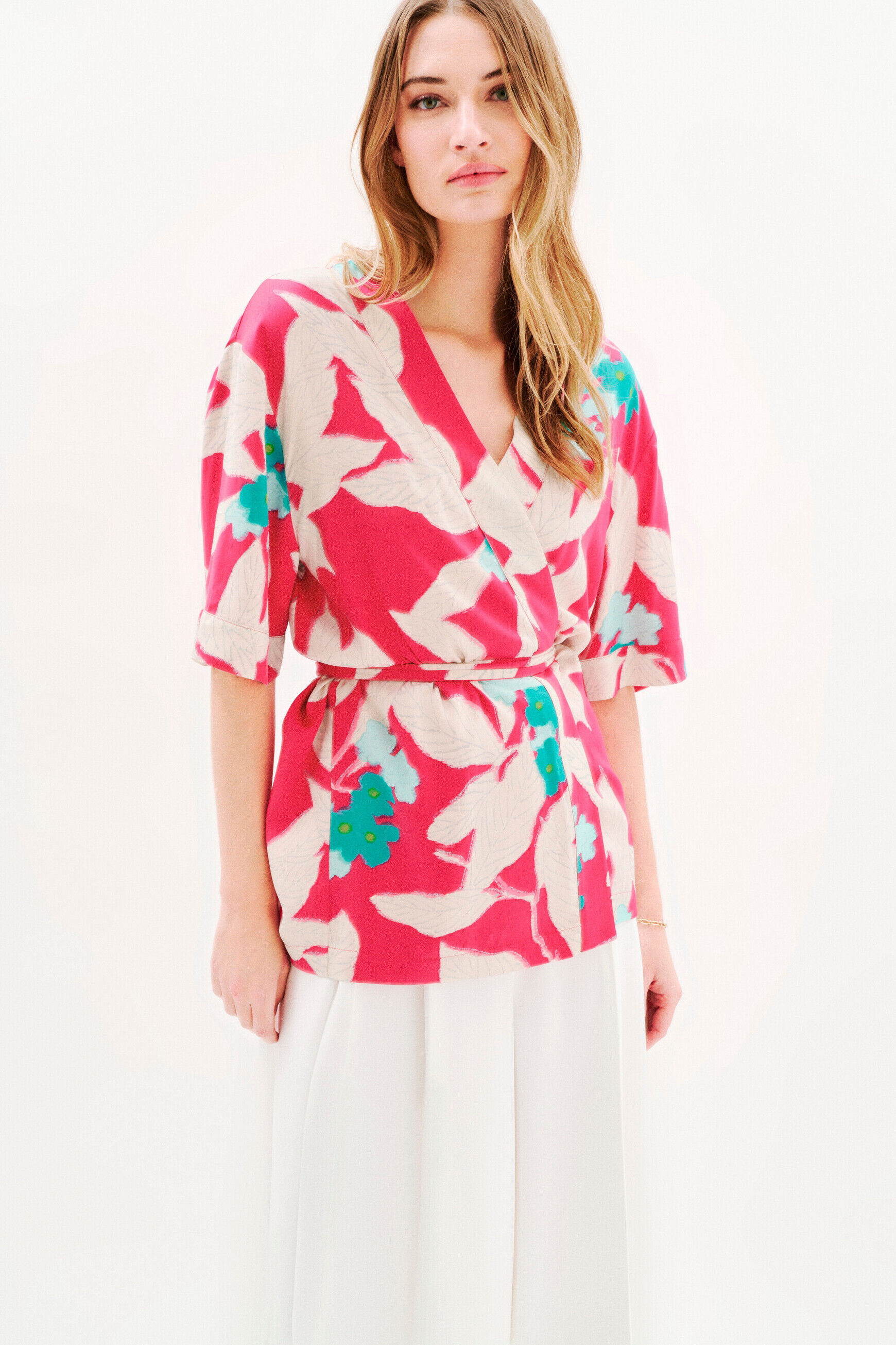 Kimono Alison rose fushia femme