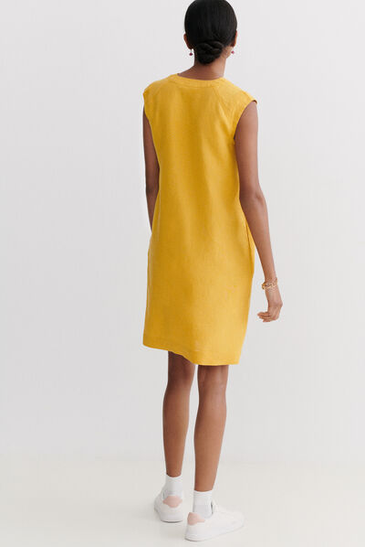 robe pamela 100% lin jaune or femme