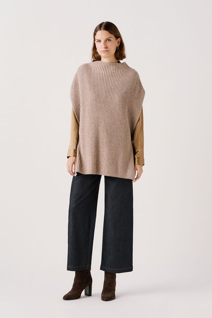 Poncho halba taupe femme