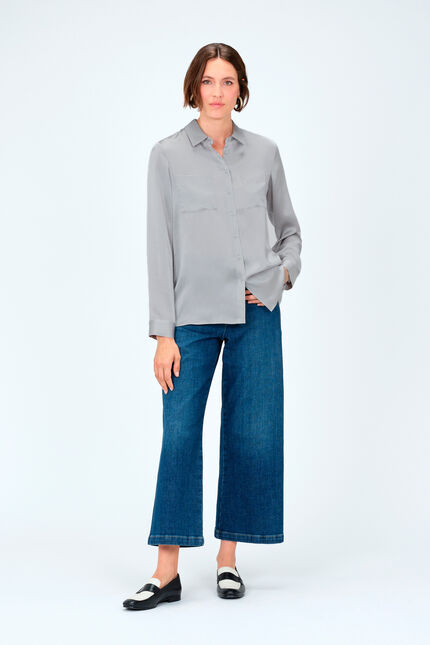 chemise jeanne b 100% soie gris clair femme