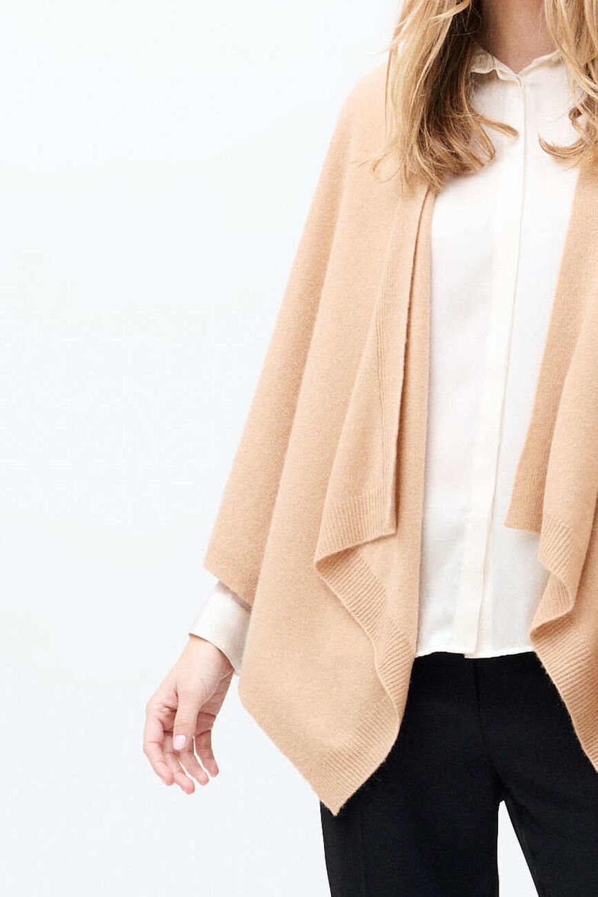 Hera 100% cashmere poncho camel woman