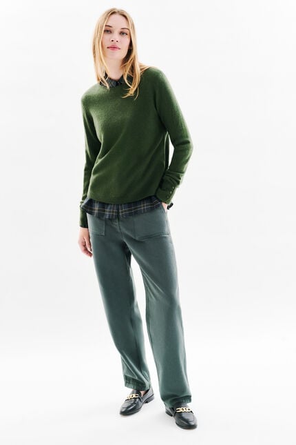 Mzoan 100% cashmere sweater khaki green woman