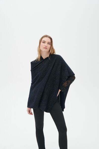 poncho baltia azul-marinho mulher