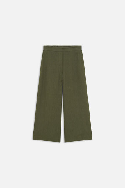 Pantalon pandi 100% lin vert kaki femme