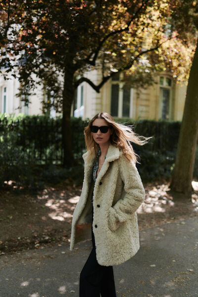 manteau agrid ivoire femme