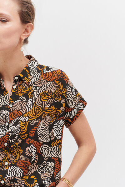 chemise tiana tigre marron fonce femme