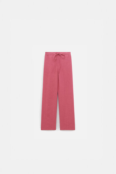 Pantalon pigment 100% lin rouge foncé femme