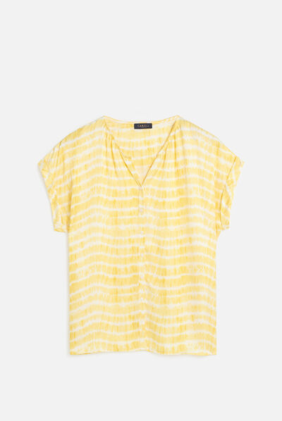 Chemise colombes jaune femme