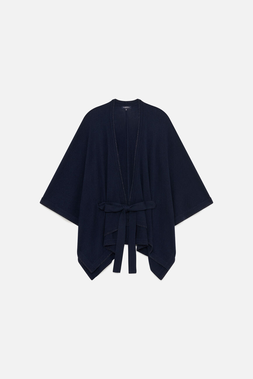 Poncho Albano bleu marine femme