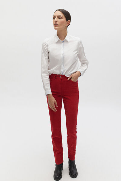 Fluwelen broek Chicago rood vrouw