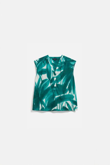 Blouse marguerite vert emeraude femme