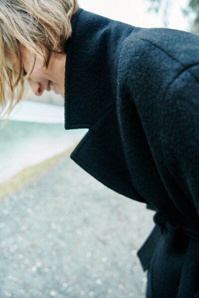 Manteau grant noir femme