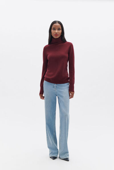 pull dylan b 100% cachemire bordeaux femme