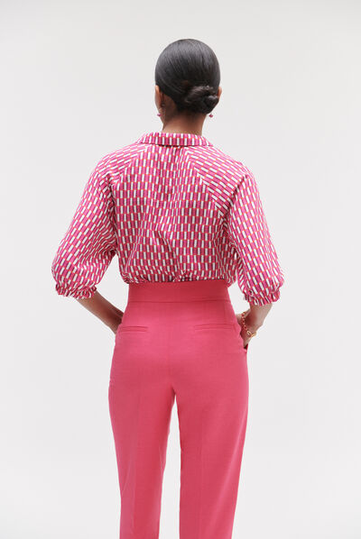 Camisa de cebra con estampado gráfico rosa fucsia mujer