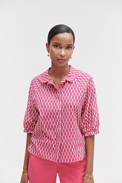 Camisa de cebra con estampado gráfico rosa fucsia mujer