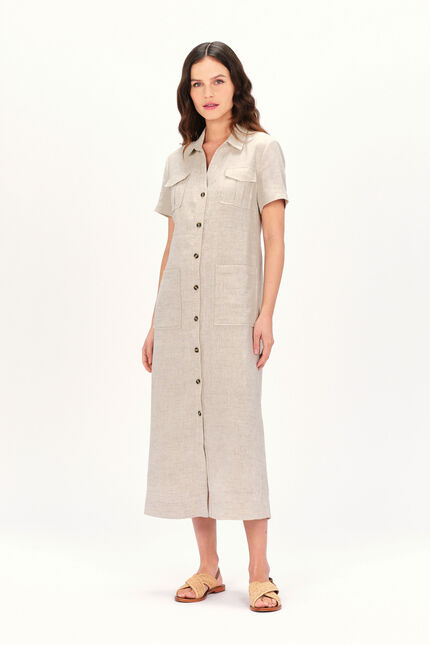 Abito rlaurie 100% lino sabbia donna