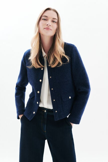 Jacket vminatalaine 100% wool navy blue woman