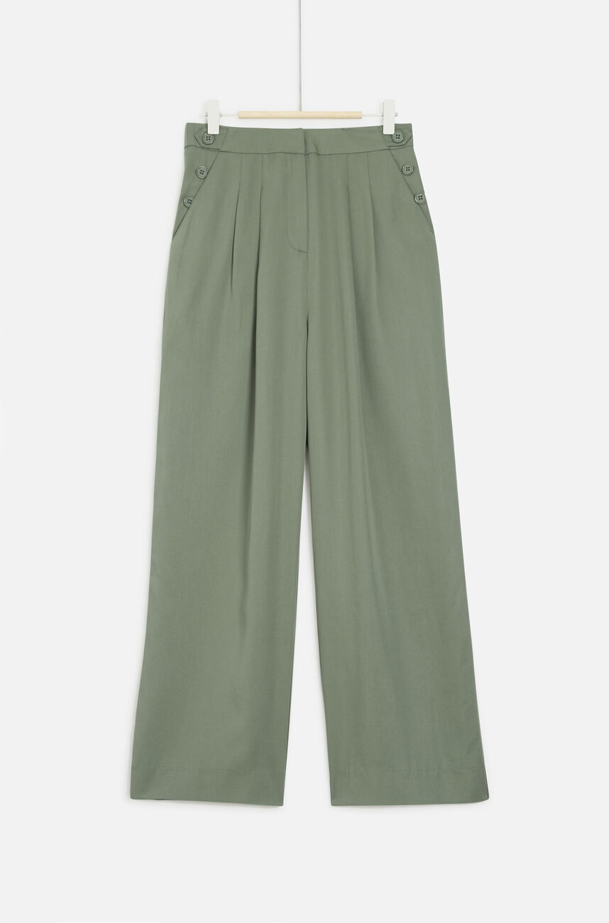 Pantalon romsey large vert kaki femme