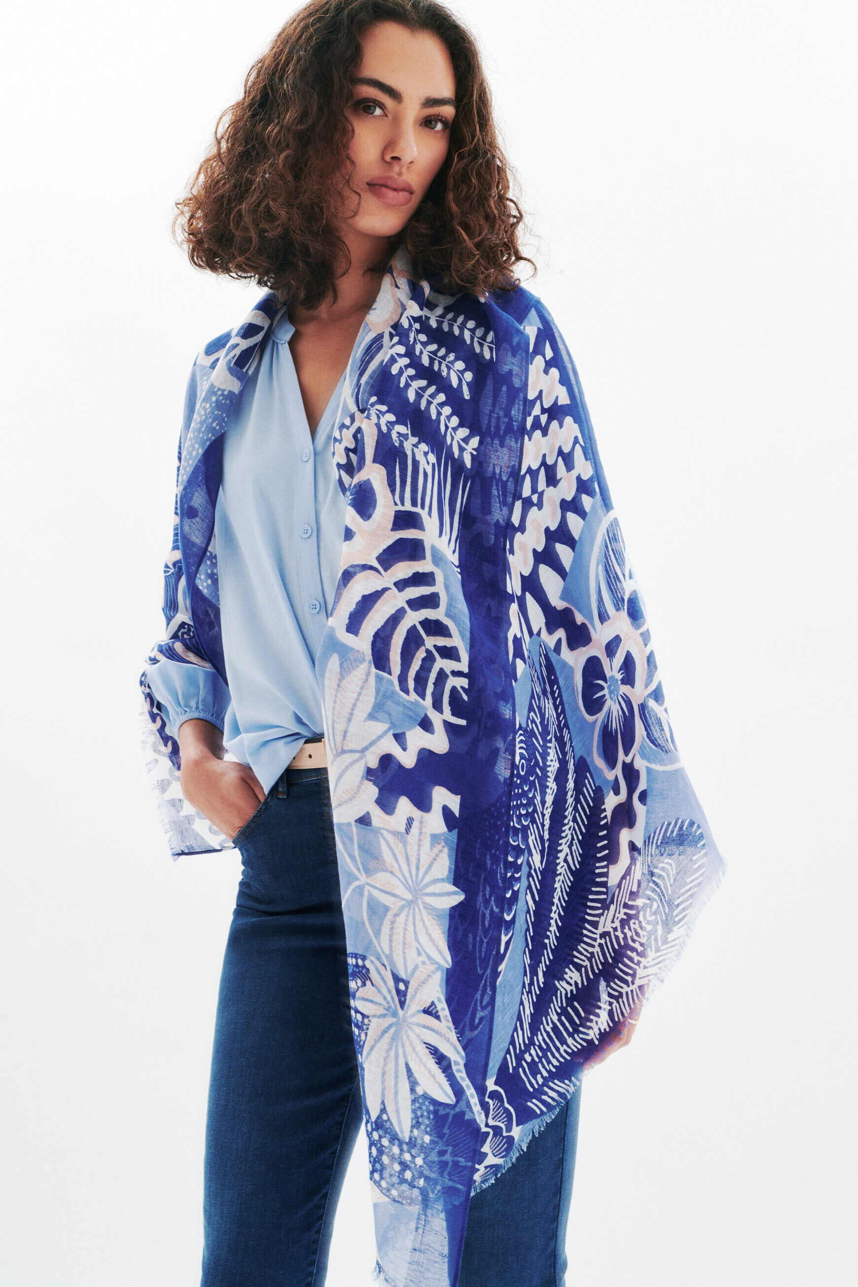 Foulard Lydie bleu gris femme
