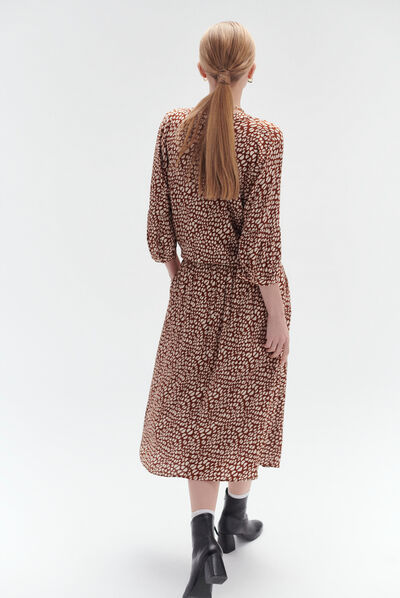 jupe tawney à motif bicolore marron cognac femme