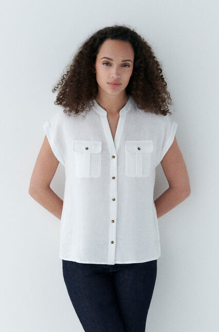 Chemise gina 100% lin blanc femme