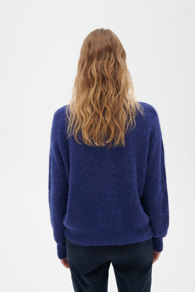 Pull bianca bleu marine femme