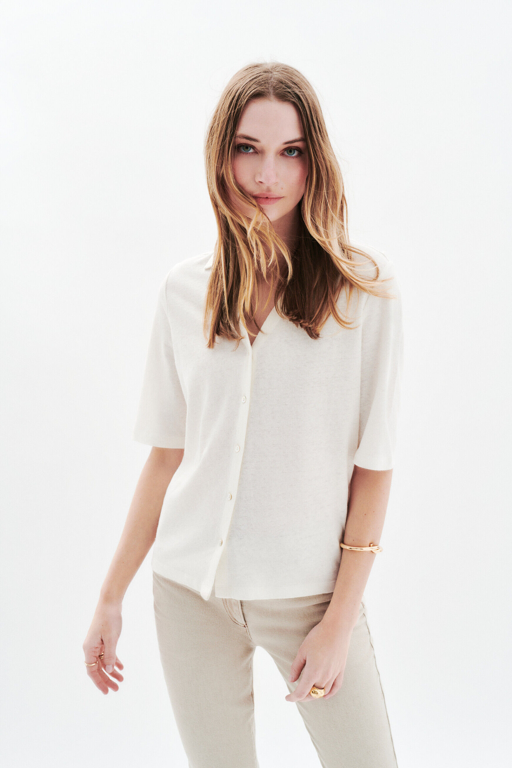 T-shirt Tevelina ecru femme