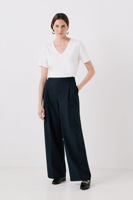 Pantalon papillon bleu marine femme