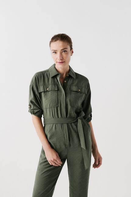 Mono carmin verde caqui mujer