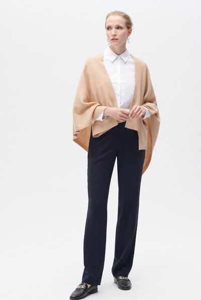 Poncho hera camel femme