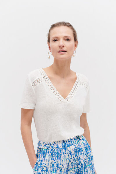 t-shirt lolita 100% lin ecru femme