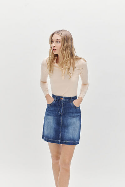 jupe zoe denim double stone femme