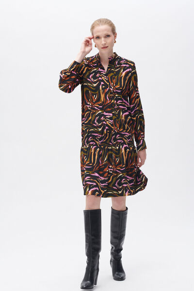 Vestido sybil1 marron cognac mujer