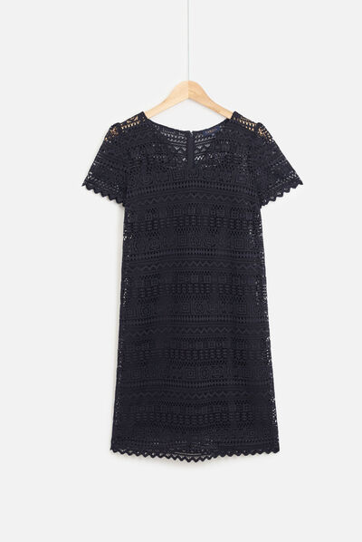Abito corto Lulu in pizzo nero donna