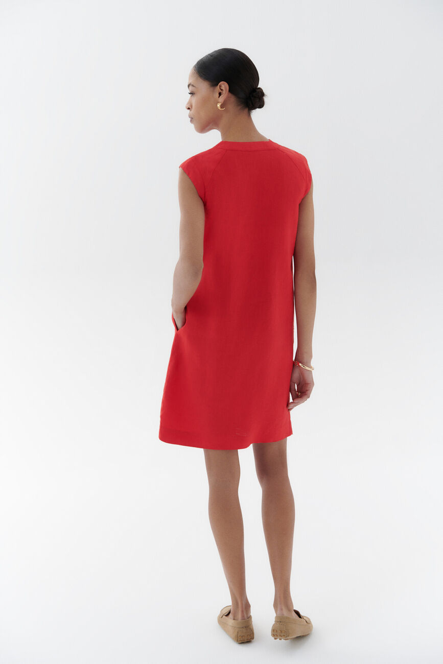 robe pamela 100% lin rouge femme