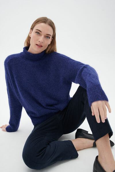 Pull bianca bleu marine femme