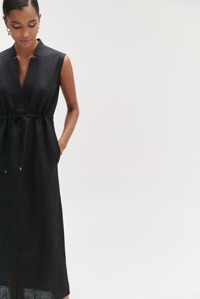 Robe longue amy 100% lin noir femme