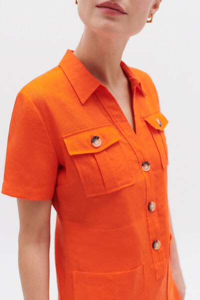 robe laure 100% lin orange femme