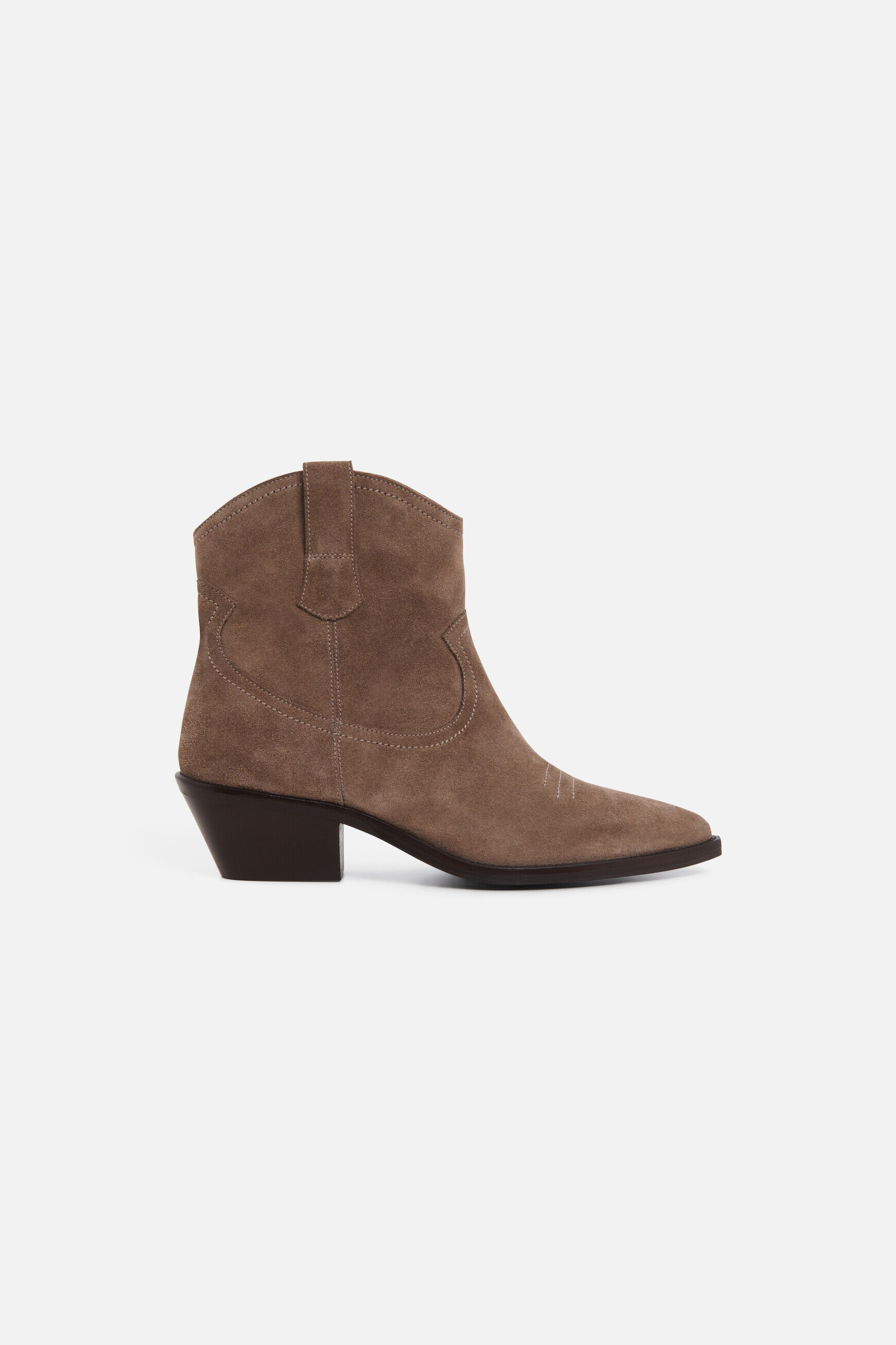 Bottines Esila en croûte de cuir taupe femme
