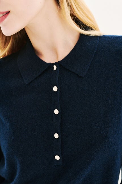 Pull Mjane 100% cachemire bleu marine femme