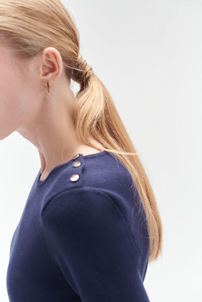 pull manolo à manches courtes bleu marine femme