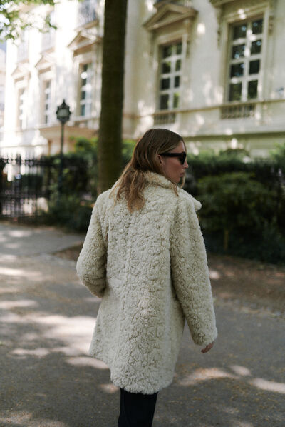 manteau agrid ivoire femme