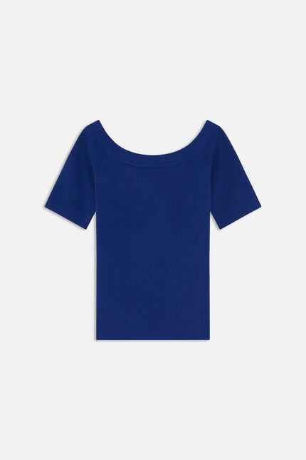 Pull malone fin à col bateau bleu roi femme