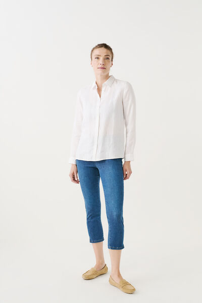 Camisa Brenda 100 % lino blanco mujer